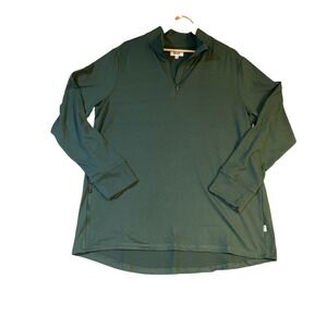 NWT Feat Clothing Quarter Zip Pullover Green Long Sleeve Athleisure Size M